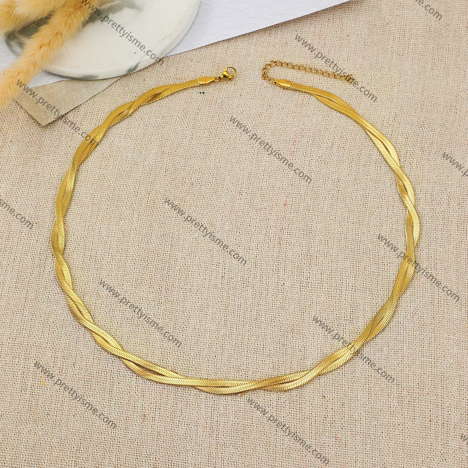 Flat Snake Chain Corssed Trendy Style Non Tarnish Wholesale Stainess Steel Necklace (4).webp