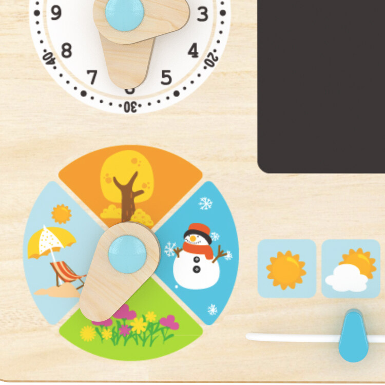 cute children's educational wooden calendar clock toy