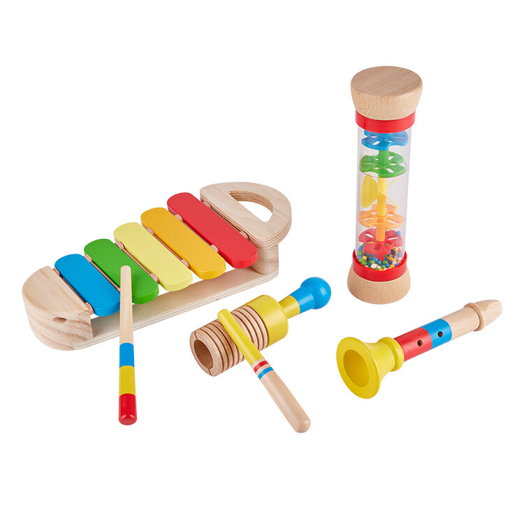 6 Pieces Bead Educational Wooden Percussion - Wooden Musical Instruments Toy Set - Mini Band Instrument Set