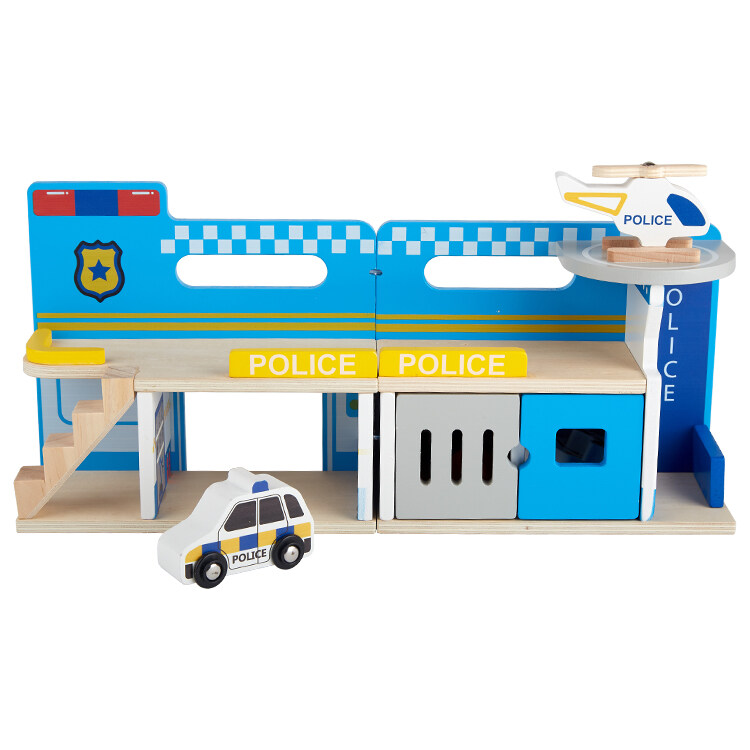 fire station and police station toy, wooden police and fire station toy