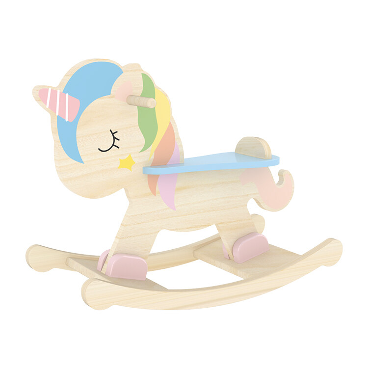 Little room Rock And Ride Rocking Unicorn - Wooden Kids Rocking Unicorn, Balanced Ride with conformable Backrest