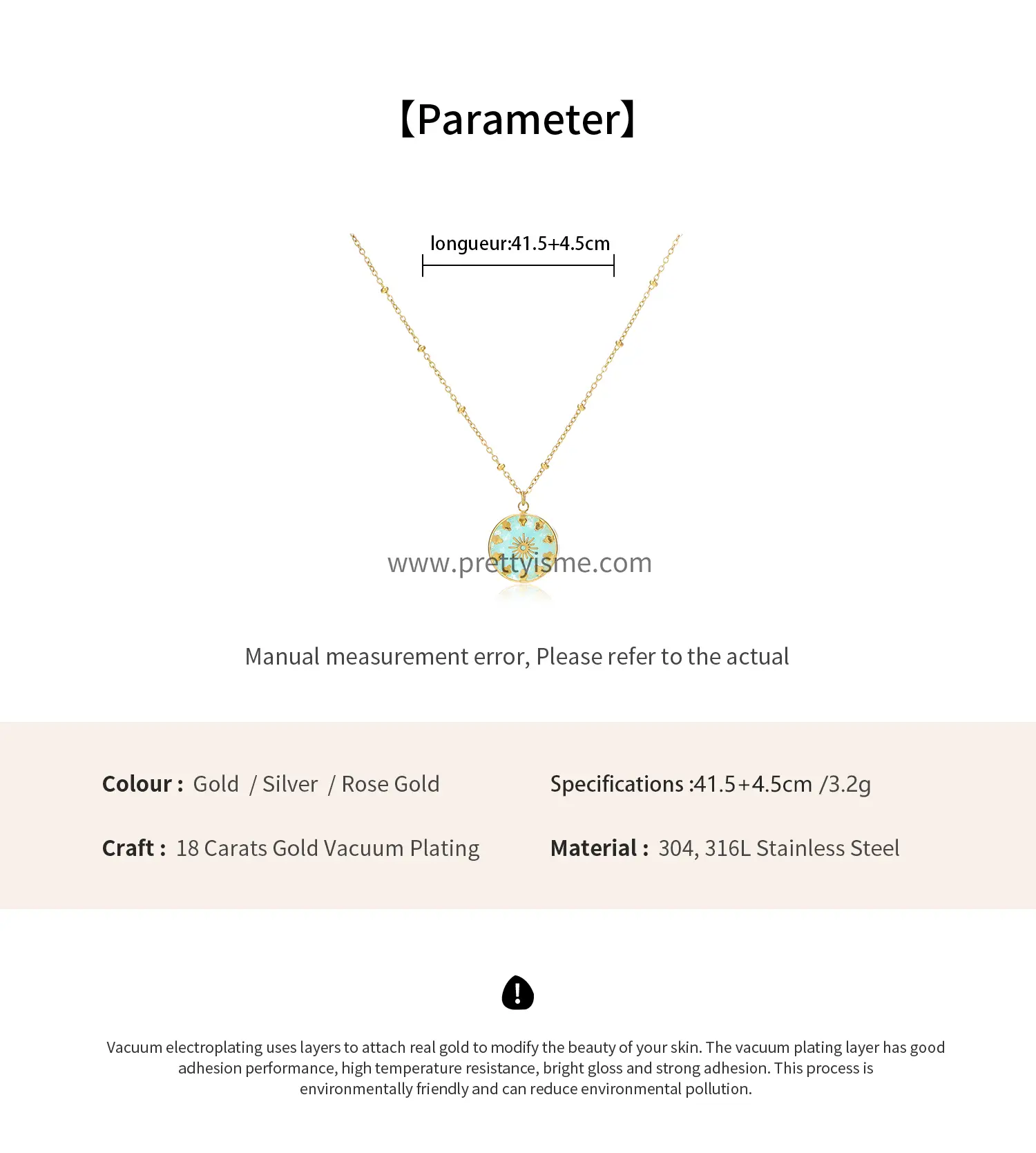 French style Blue Round Pendant Chain Inlaid Gold Plated Pattern Delicate Stainless Steel Necklace (6).webp