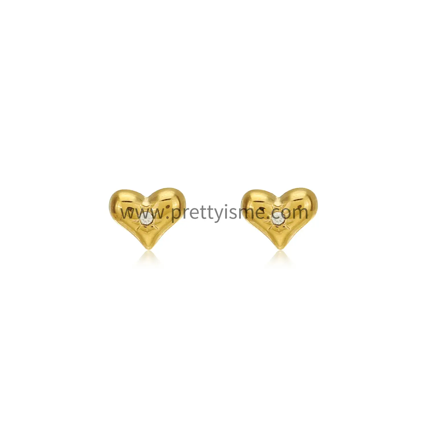 Love heart shaped earrings gold plated with diamonds delicate earrings (6).webp