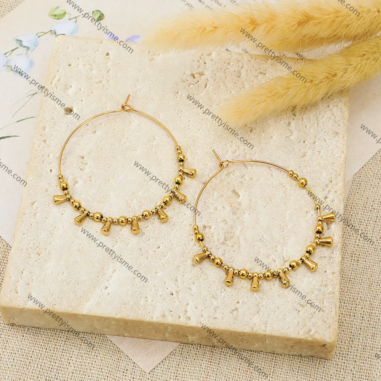 Fashion beaded earrings 18K gold plated waterproof delicate and lovely wholesale stainless steel earrings (4).webp