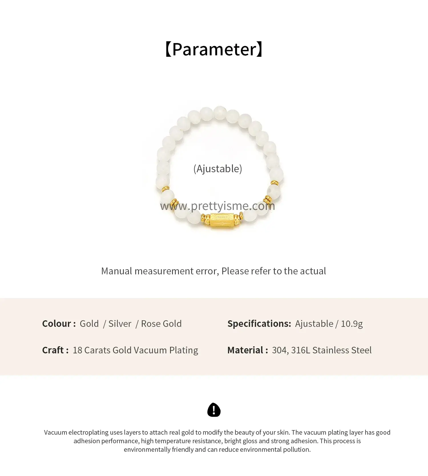 Preppy Style White Pearl Simple Bracelet Gold-plated with Carved CHANCE Stainless Steel Bracelet (6).webp