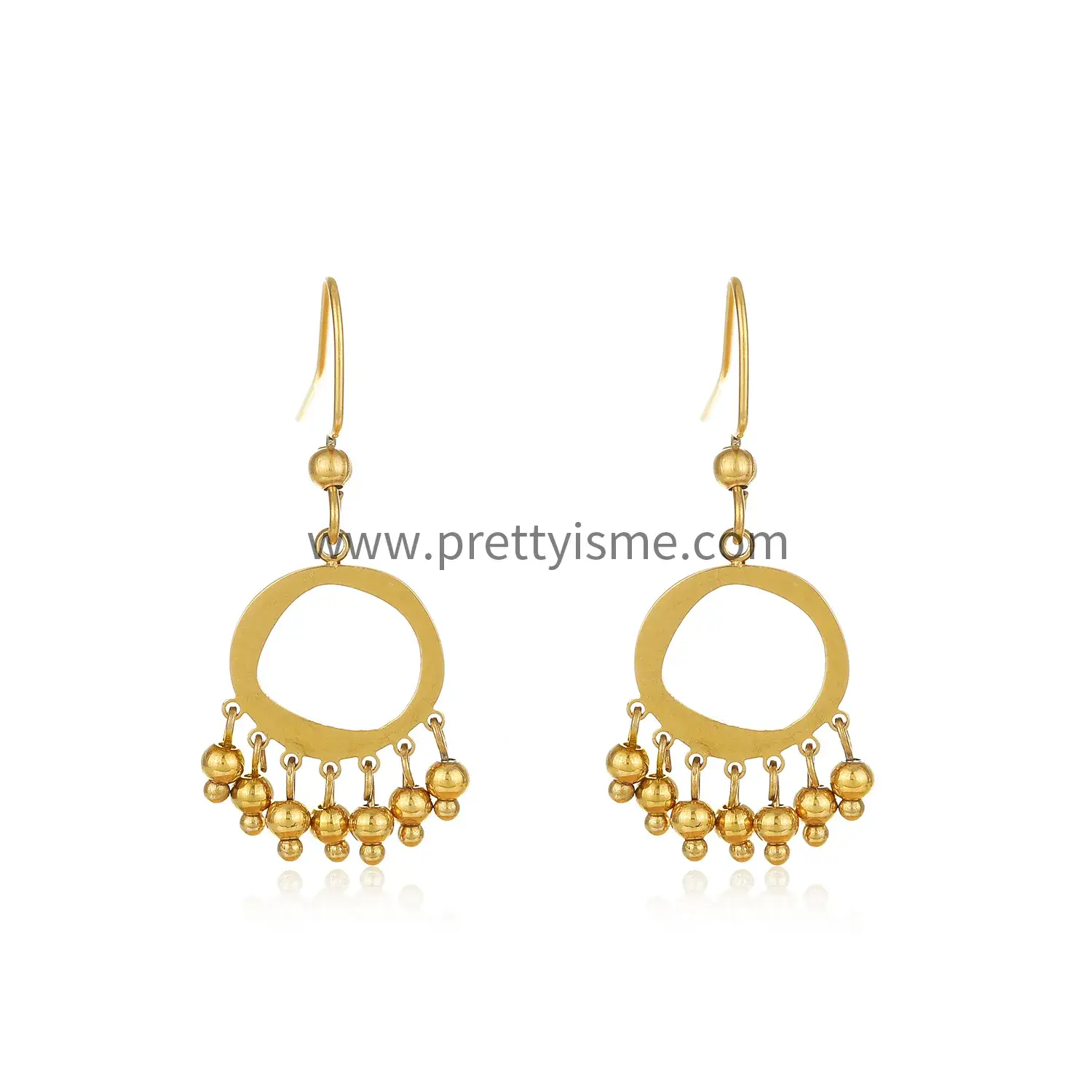 European Gold Plated Earrings Ring Pierced Small Beaded Delicate Stainless Steel Earrings (5).webp