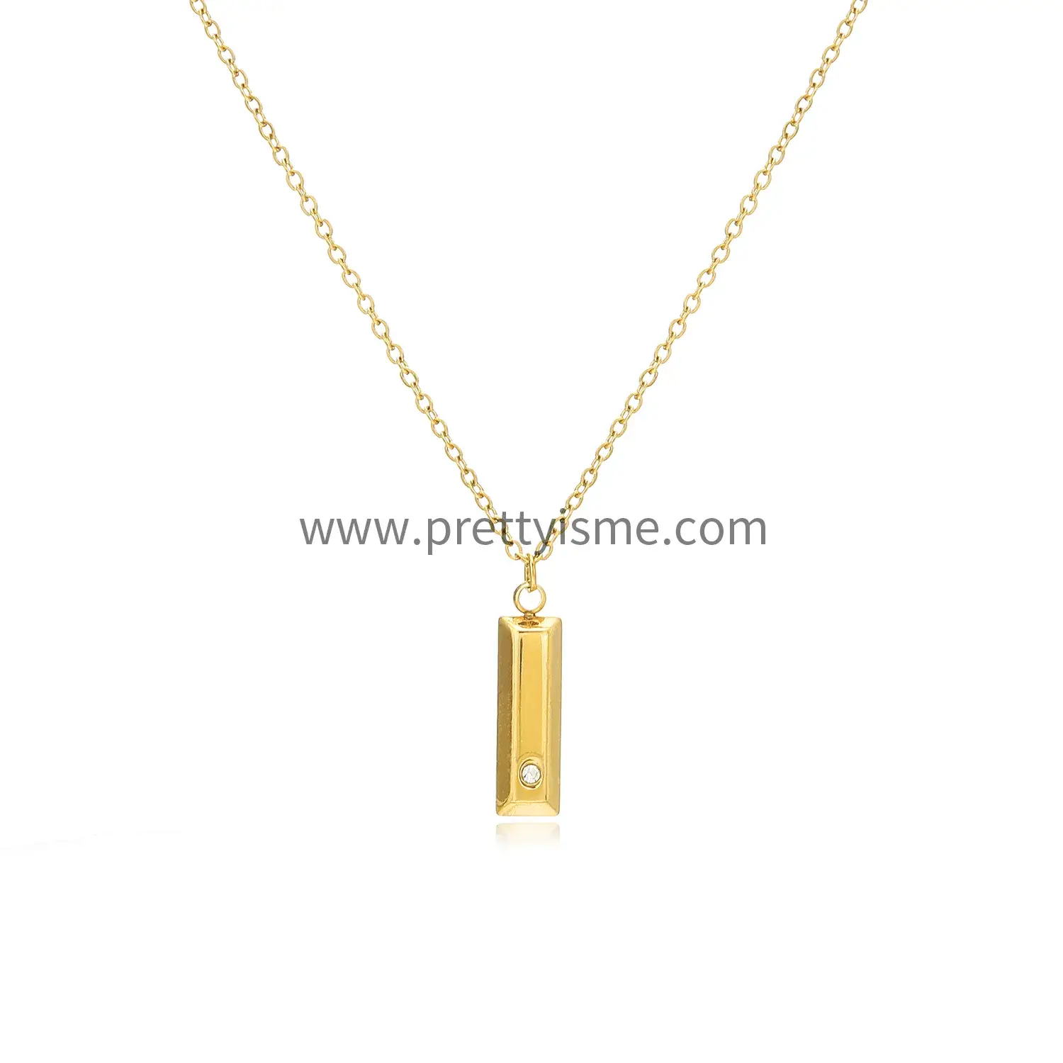 Simple Stainless Steel Pendant Necklace Gold Plated Small Square Set Diamond Necklace (5)(1).webp