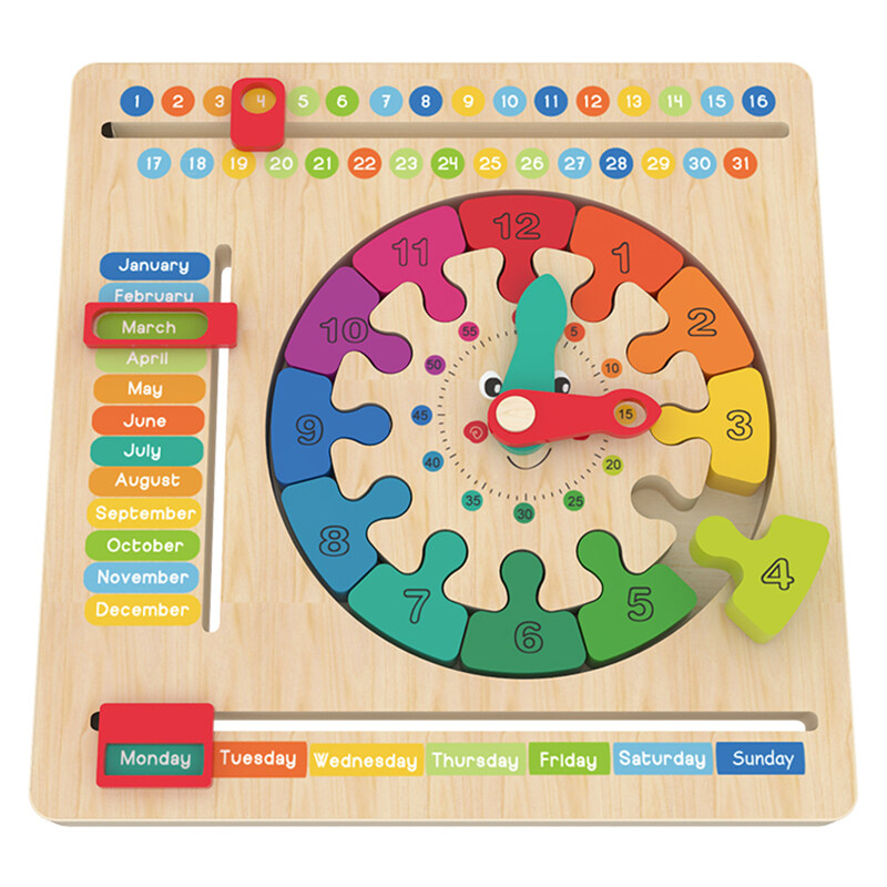Wooden calendar toys Early Educational Forest Learning Baby Kids Montessori Chart Board