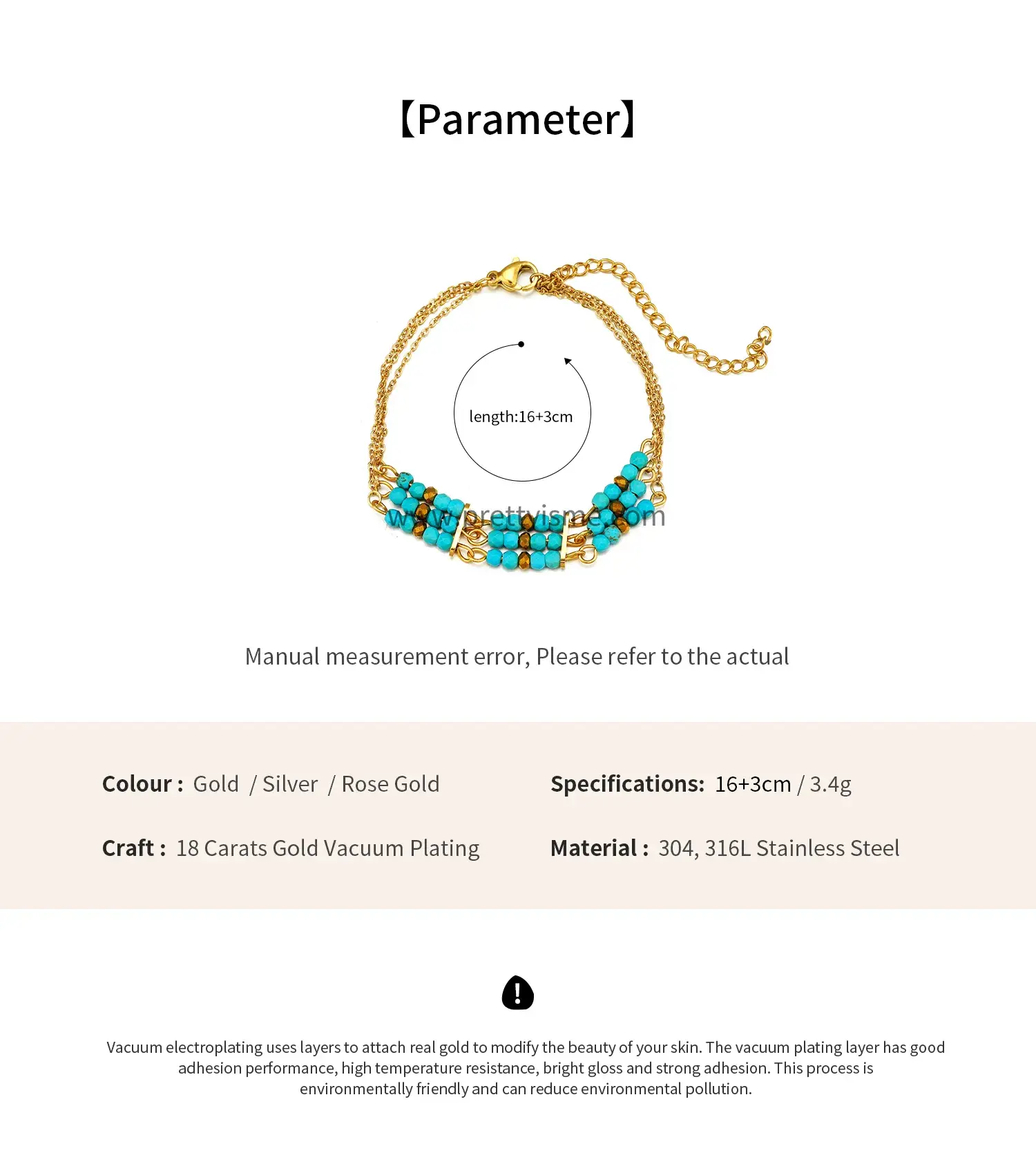 Stainless Steel Bracelet Three Layers Natural Stone Beads Colorful Cute Fashion Bracelet (6).webp