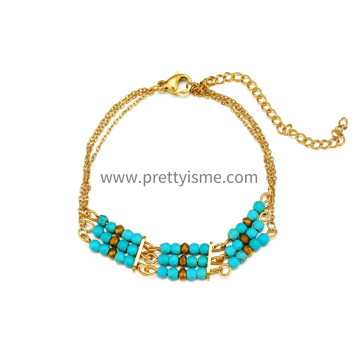 Stainless Steel Bracelet Three Layers Natural Stone Beads Colorful Cute Fashion Bracelet (5).webp