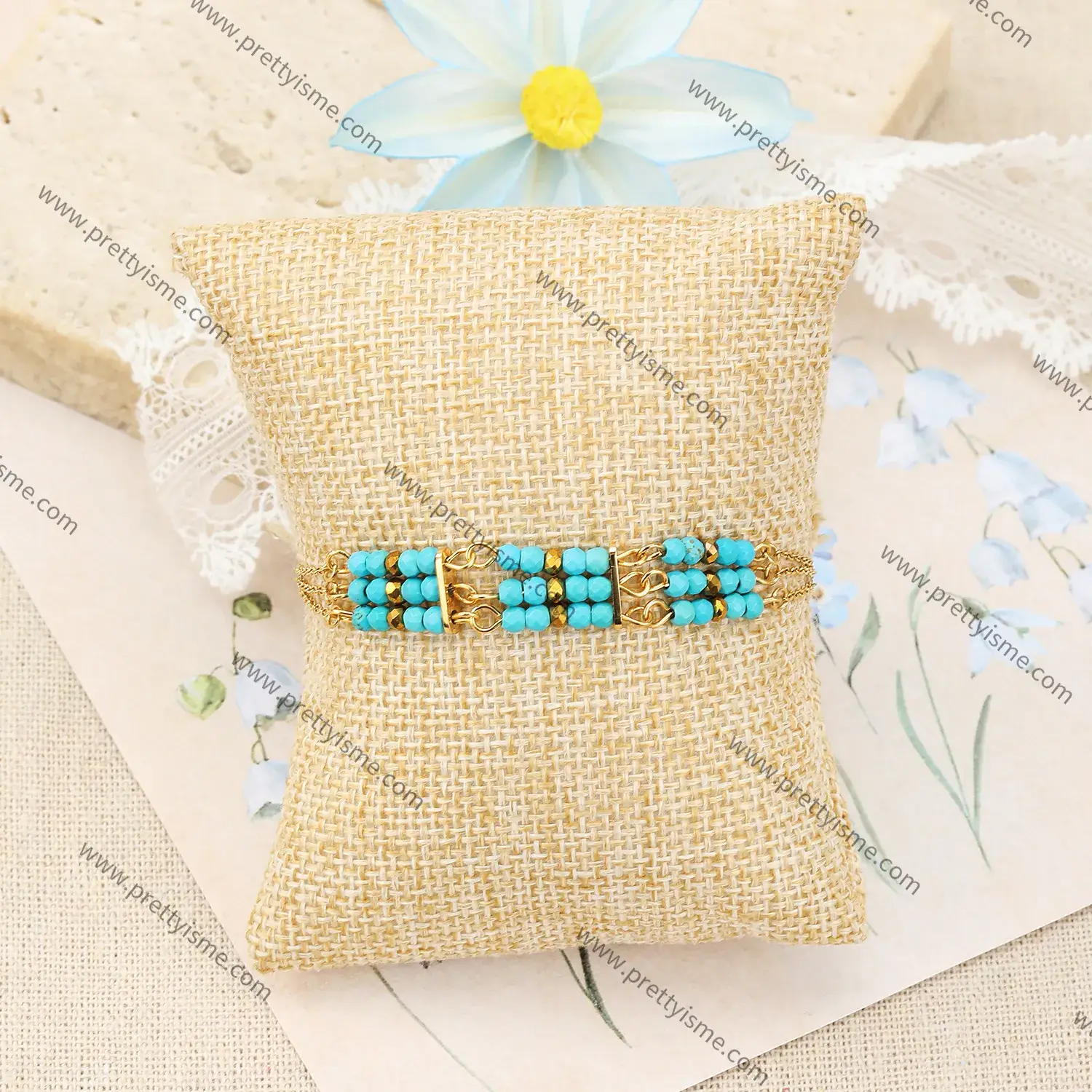 Stainless Steel Bracelet Three Layers Natural Stone Beads Colorful Cute Fashion Bracelet (3).webp