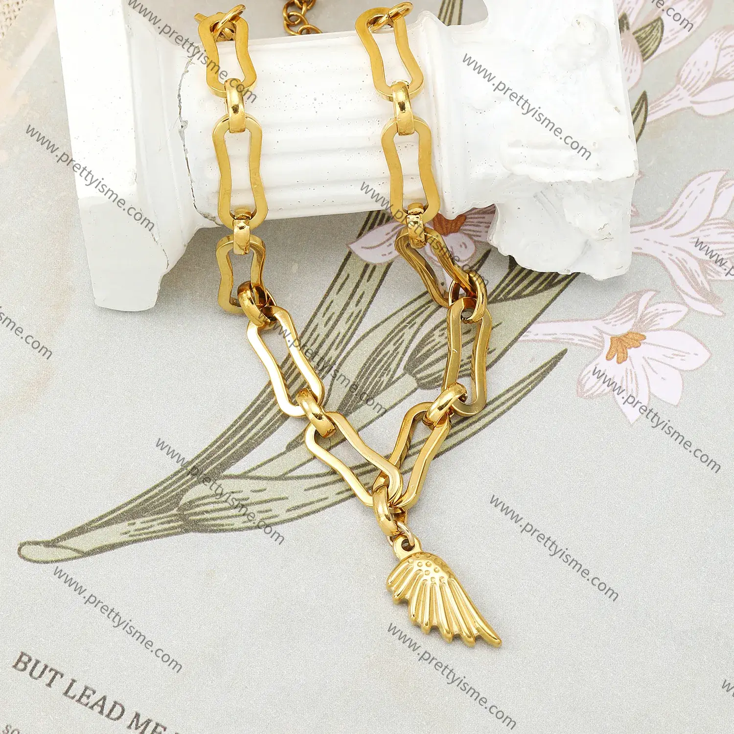 Stainless Steel Bracelet Carved Wings Pendant Delicate Simple Bracelet (4).webp