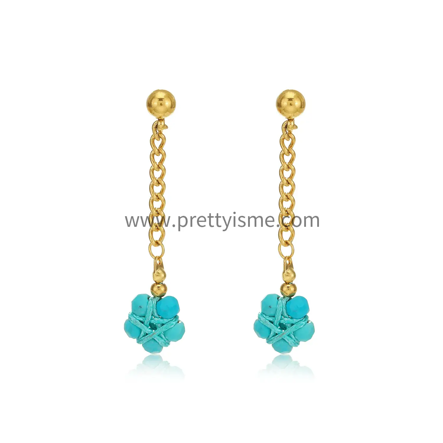 Lovely Earrings Bar Blue Natural Stone Bundle Gold Plated Stainless Steel Earrings (5).webp