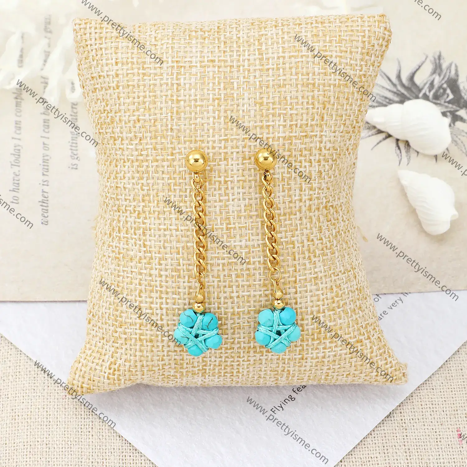 Lovely Earrings Bar Blue Natural Stone Bundle Gold Plated Stainless Steel Earrings (2).webp