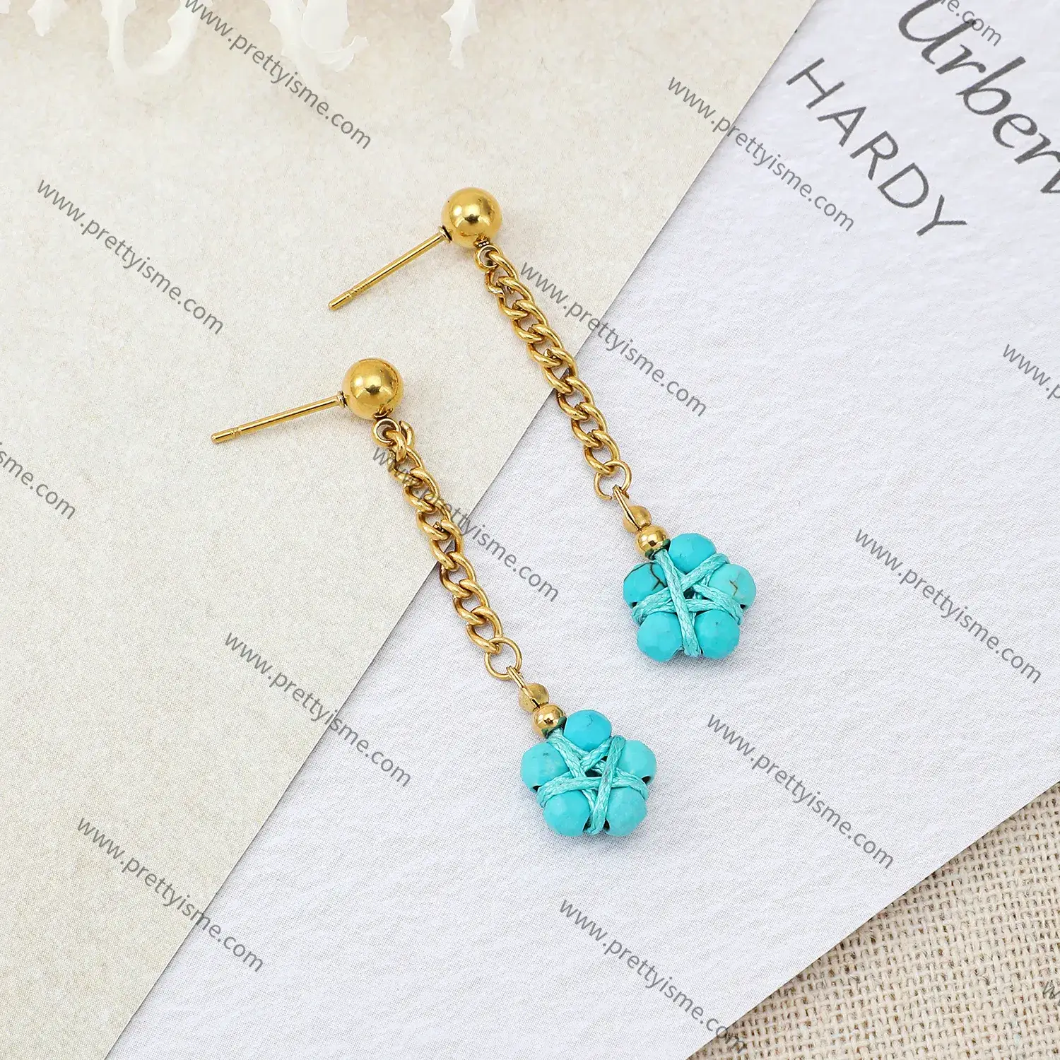 Lovely Earrings Bar Blue Natural Stone Bundle Gold Plated Stainless Steel Earrings (3).webp