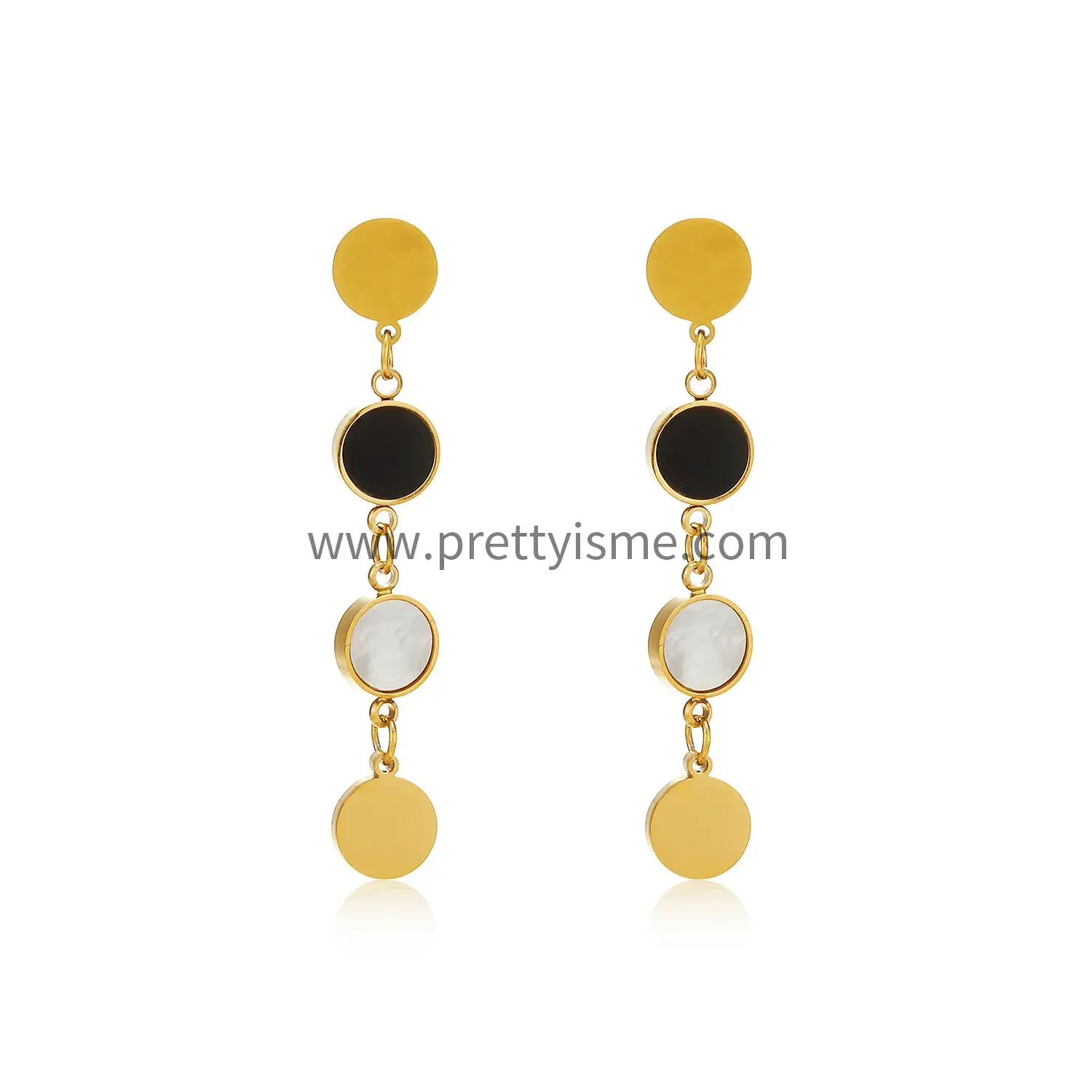 Long Earrings Round Matching Multicolor Gold Plated Stainless Steel Fashion Earrings (5).webp