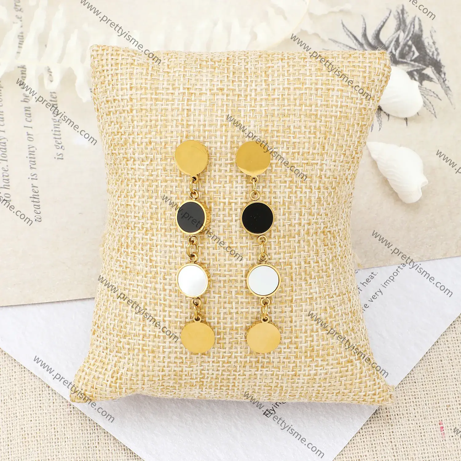 Long Earrings Round Matching Multicolor Gold Plated Stainless Steel Fashion Earrings.webp