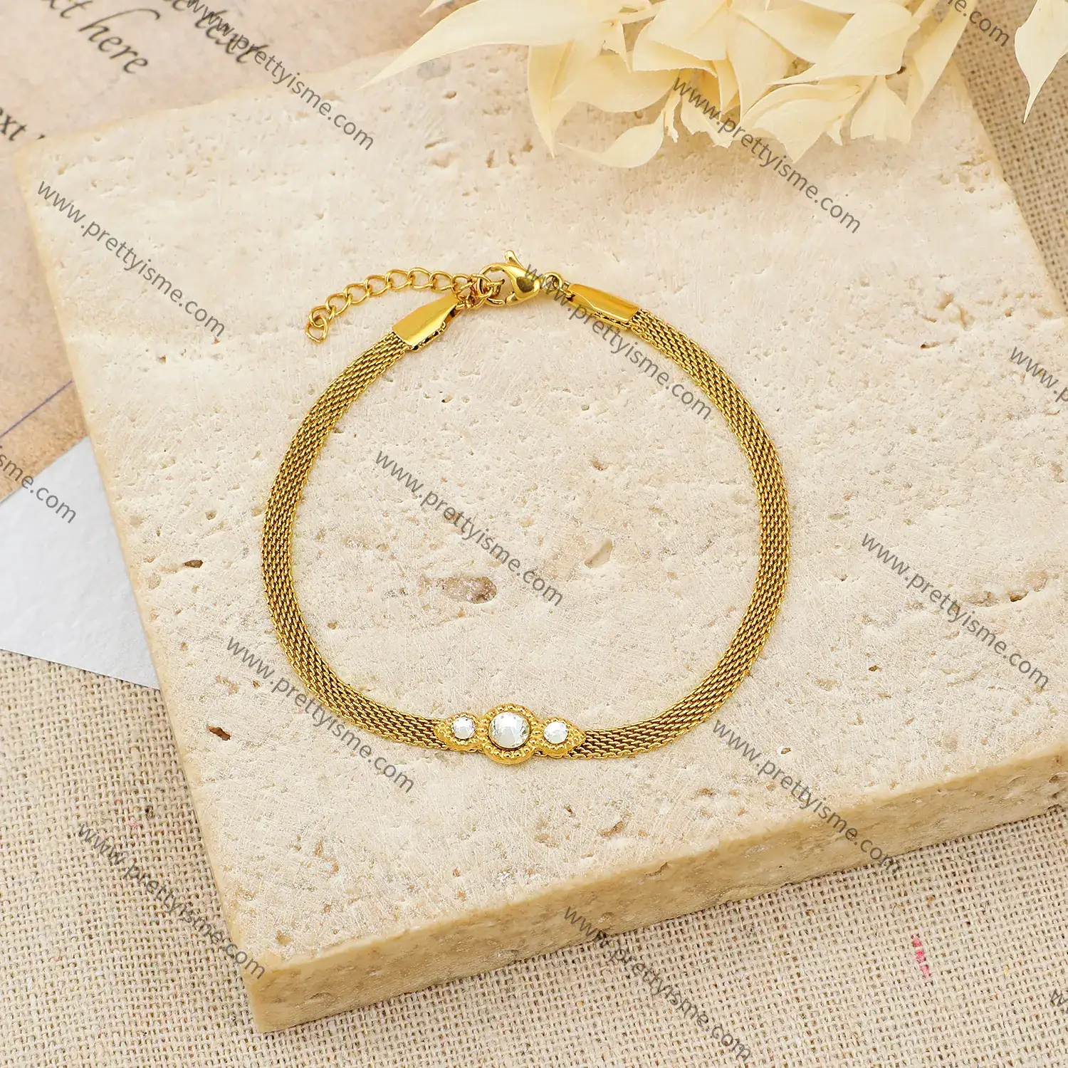 Stainless Steel Bracelet Thin Chain Set with Diamonds Delicate Simple Bracelet (2).webp
