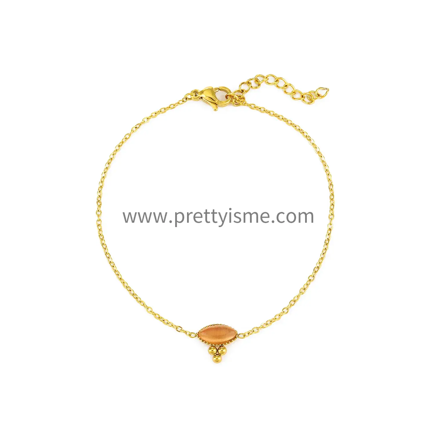 Thin Chain Korean Bracelet Set with Orange Gemstones Gold Plated Beaded Bracelet (5).webp