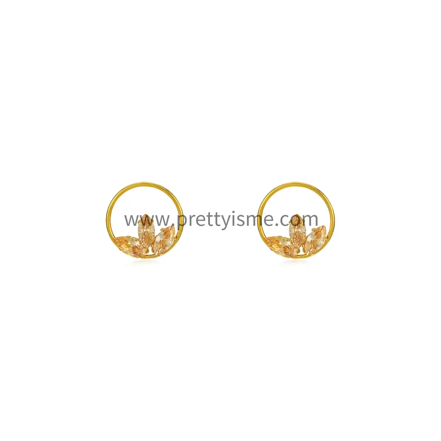 Round Earrings Pink Crystal Petal Transparent Romantic Stainless Steel Fashion Earrings (5).webp