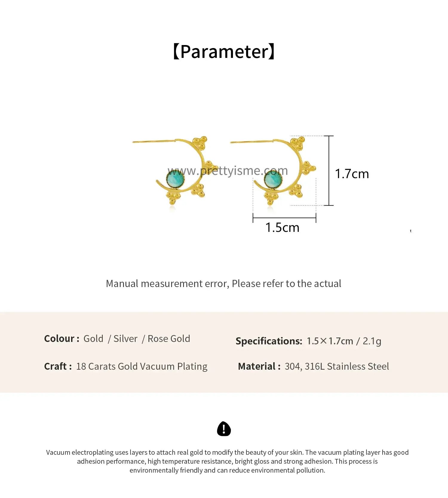 French Half Circle Earrings Set with Blue Gemstones Gold Plated 18K Stainless Steel Waterproof Stud Earrings (6).webp