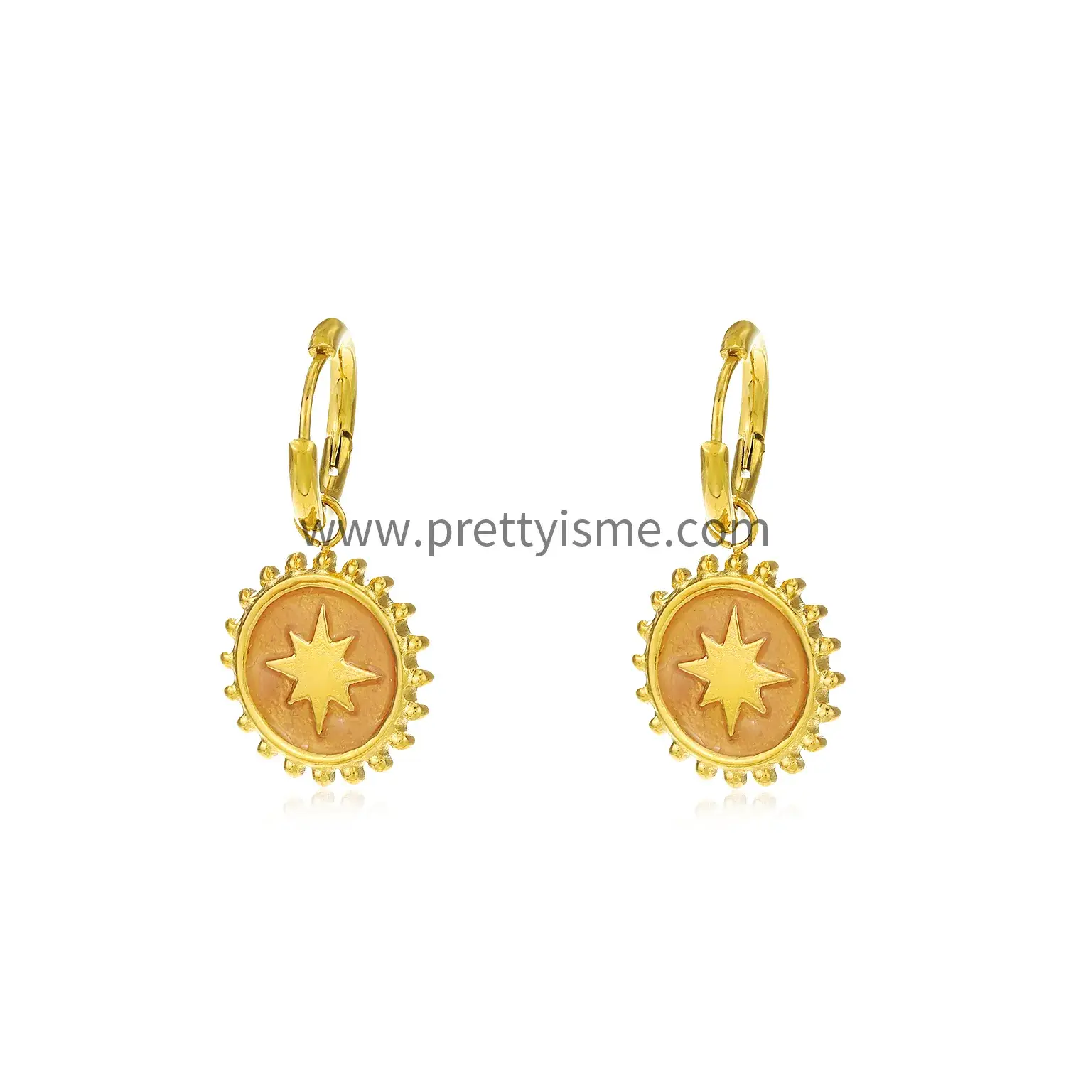 Sun Shape Earrings Simple Classic Rose Gold Polygonal Gold Plated 18K Stainless Steel Earrings (5).webp