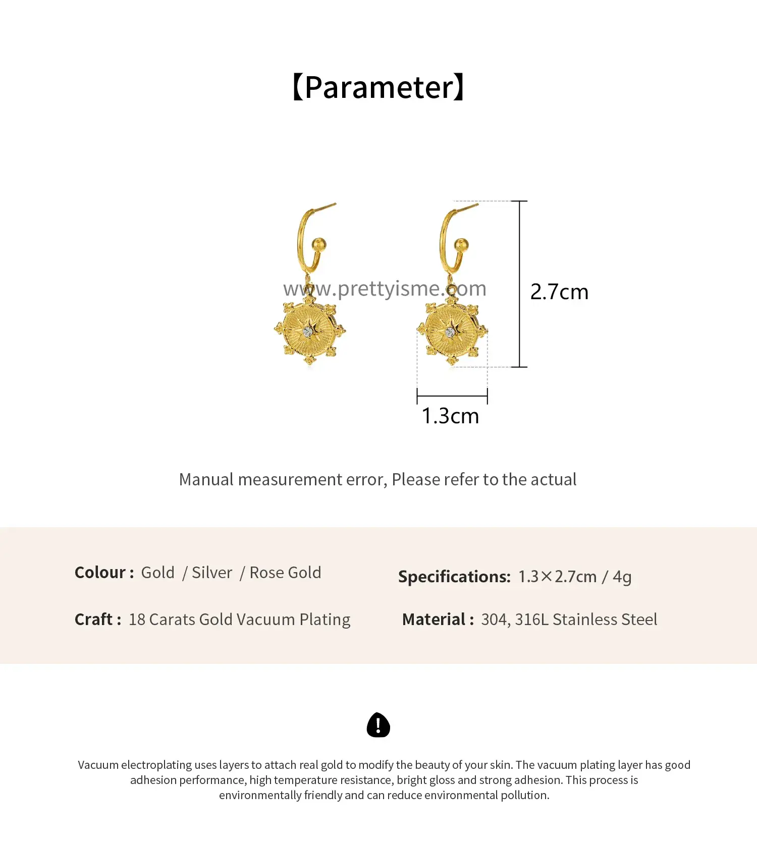 Round Earrings Simple Classic Pendant Set with Diamond Stripe Gold Plated 18K Stainless Steel Earrings (6).webp