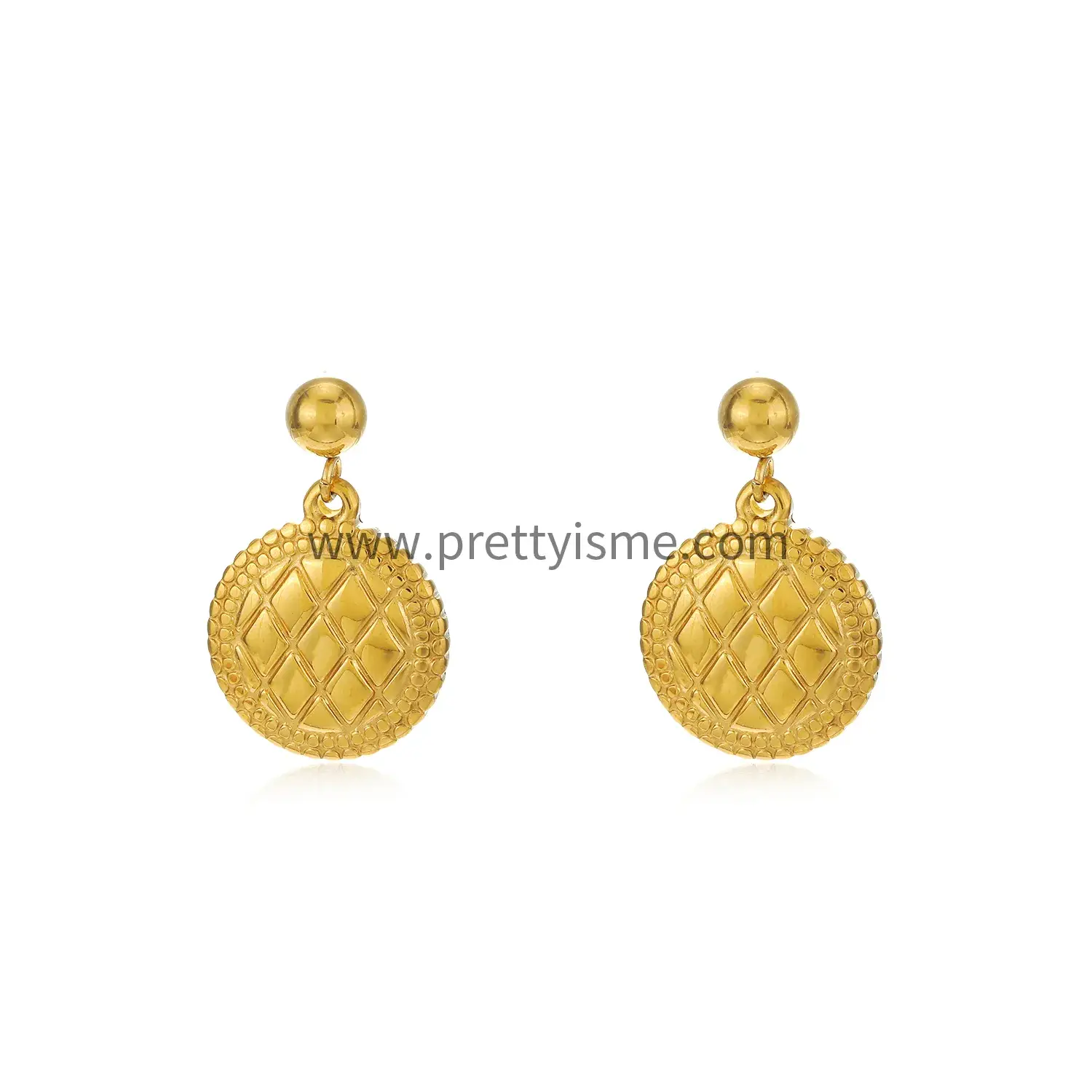 Versatile Earrings Simple Classic Pattern Round Gold Plated 18K Stainless Steel Earrings (5).webp
