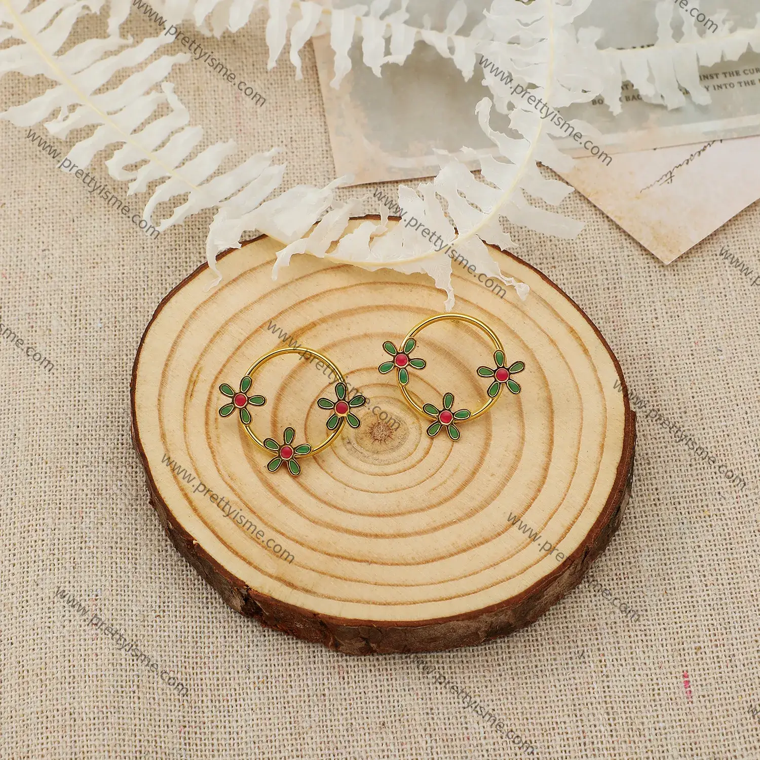 French Style Flower Multicolor Earrings Spring Lively Lovely Ring Gold Plated 18K Stainless Steel Earrings (2).webp