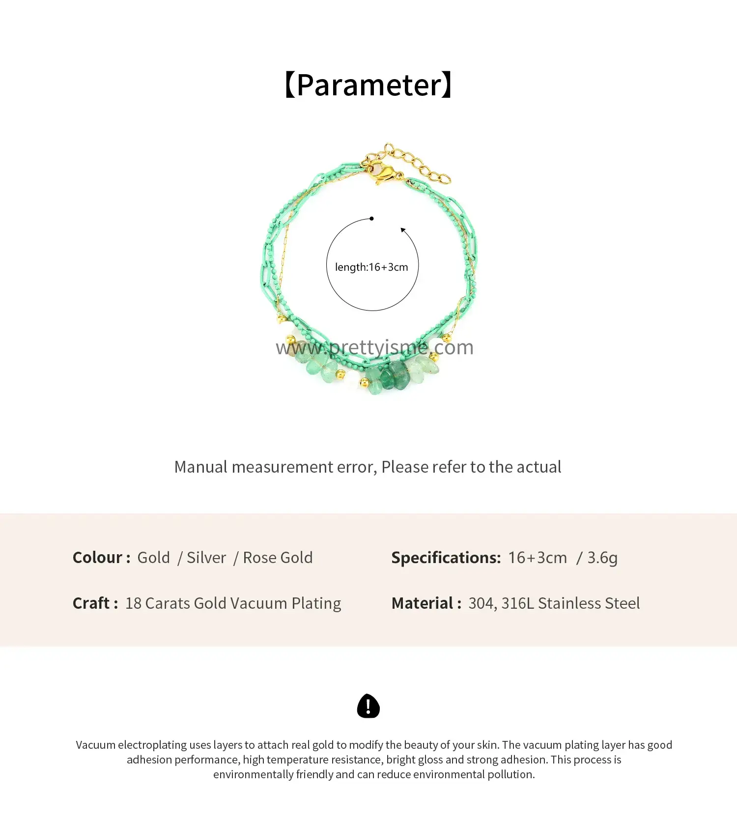 Green Three Layer Stainless Steel Gold Plated 18K Bracelet Beaded With Pearl Strap Green Stone Bracelet (6).webp