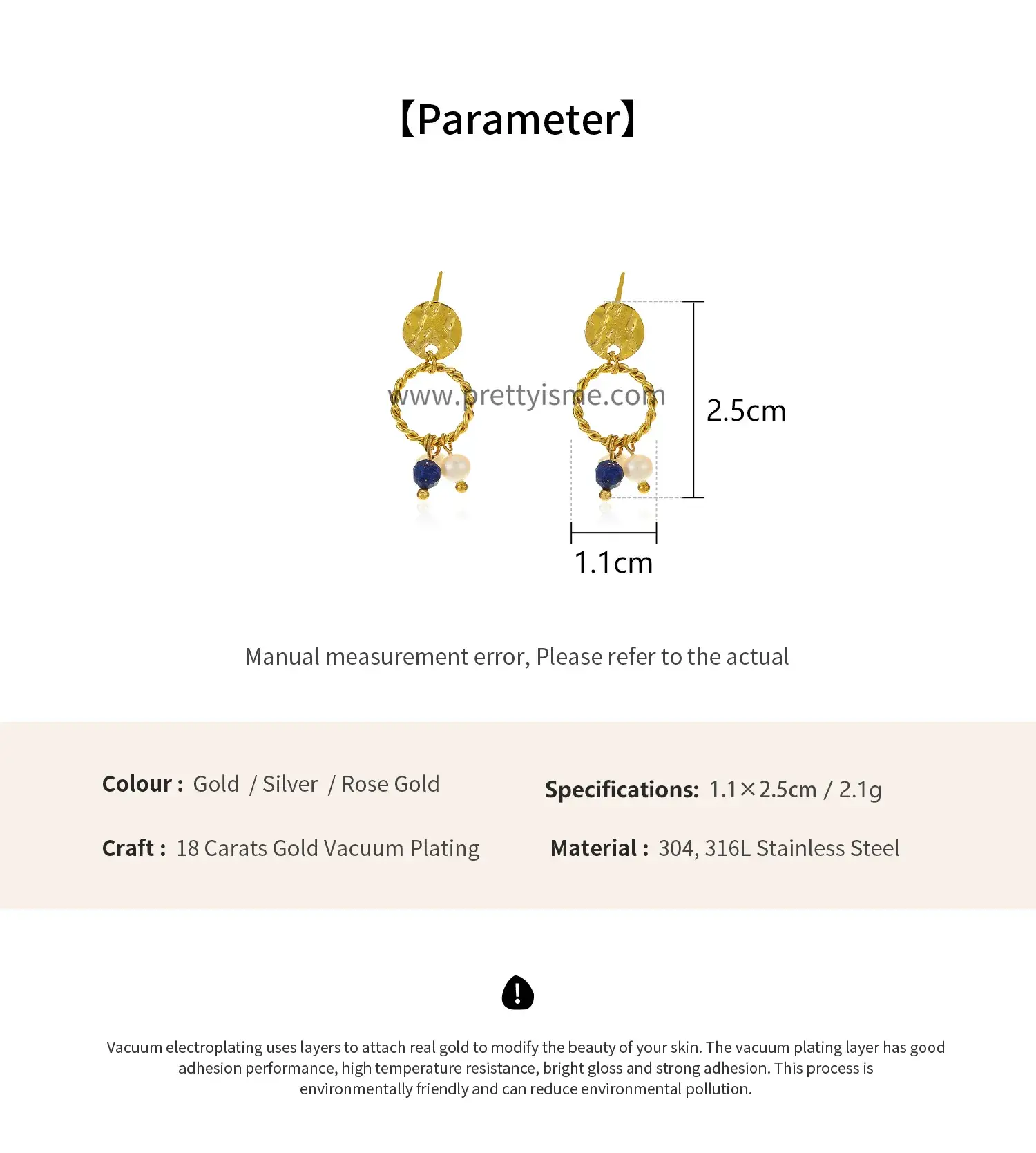 French Interwoven Hoop Earrings with Blue Pendant Stone Pearl Gold Plated 18K Stainless Steel Stud (6).webp