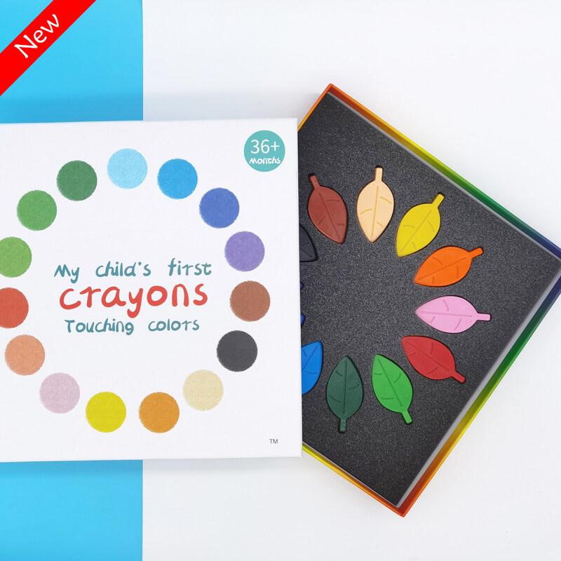 Children Crayon 2022 New 12 Color Crayons Wholesale Color boxed Wax with Leaf Shape