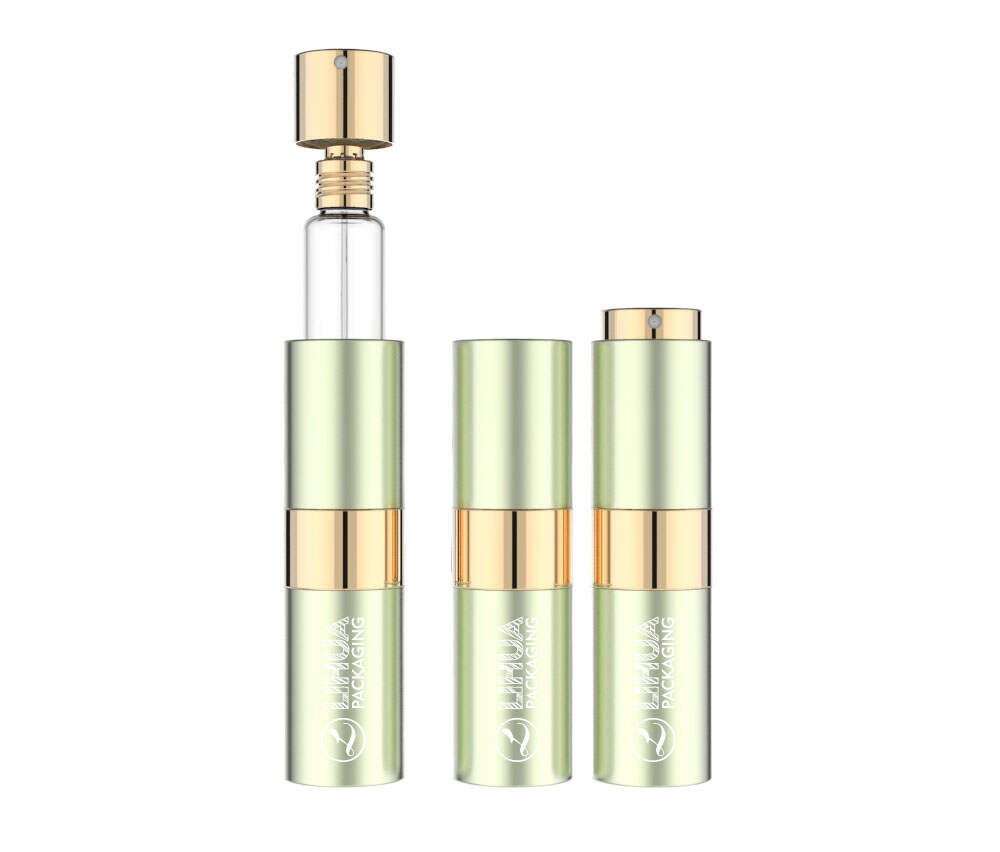 wholesale glass perfume spray bottl Custom luxury Refillable round Mini Pocket Aluminum Twist pump Spray Atomizer 15ml | PW-079A