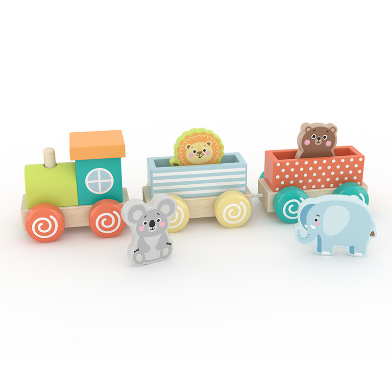 Color Solid Wood Baby Train Toys Set Railway Game Montessori Educational Track Toy Children Gifts