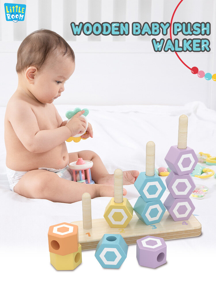 Wooden Shape Sorter Educational Toy Eco-Friendly Colorful Safely Game Counting Stacking Preschool