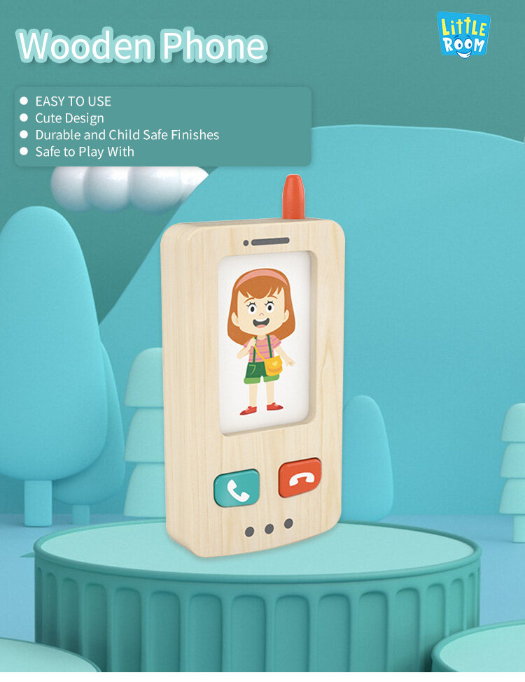 Wooden Baby Phone Toys Children's Early Educational Smart Mobile Babies Learn Phones toys