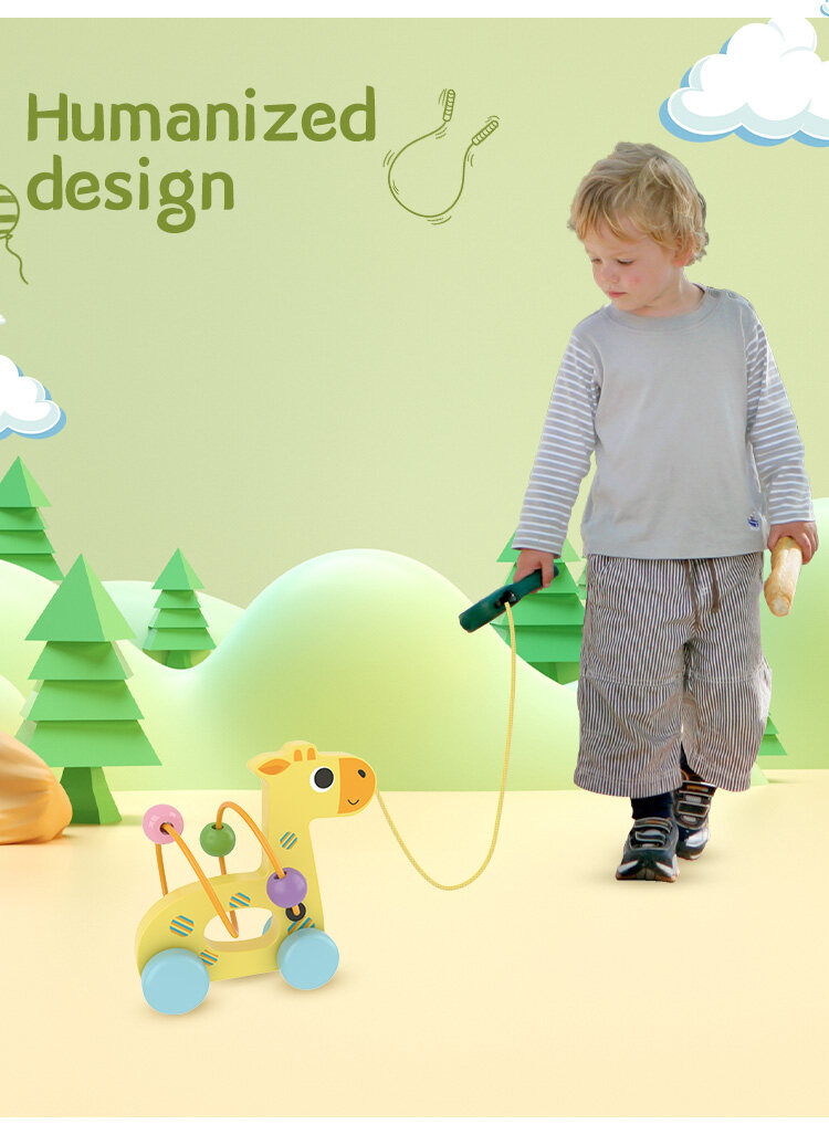 wooden animal pull toys, wooden elephant pull toy supplier