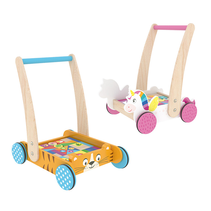 Wooden Baby Push Walker Toy New Multifunction Learning Activity Children Tiger For Kids