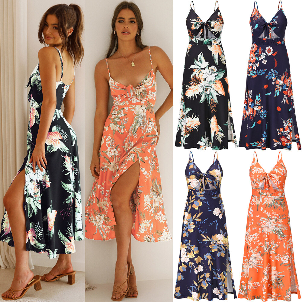 Fashionable Casual Ladies Floral Maxi Floor Beach Print Plus Size Women's Dress