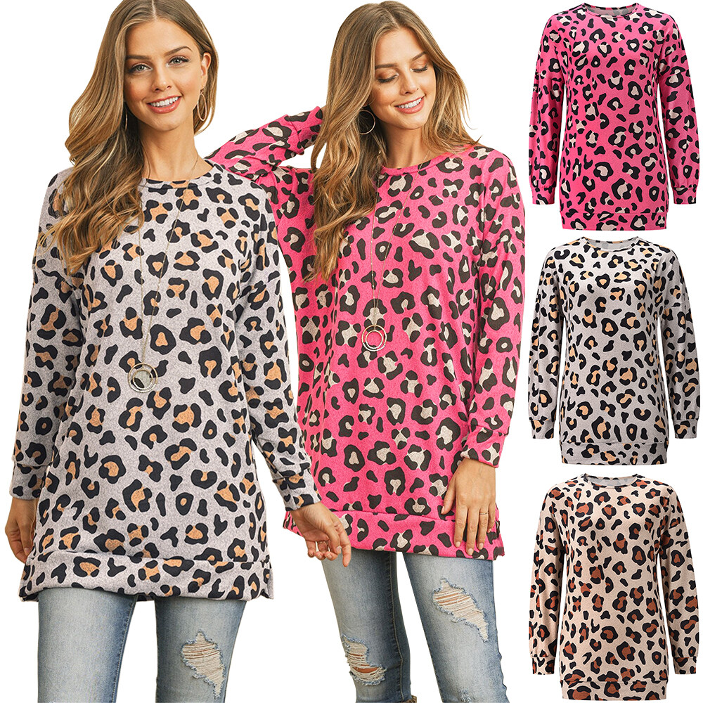 Pullover Custom Leopard Print Women's Blouses & Shirts
