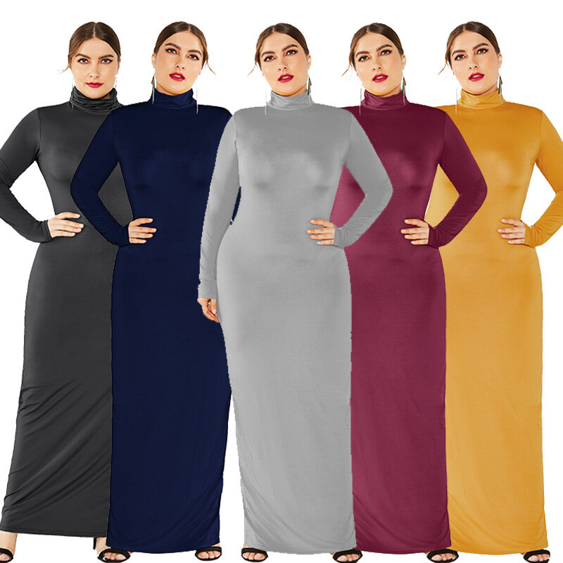 Wholesale Long Sleeve Turtleneck Abaya Women Muslim Dress