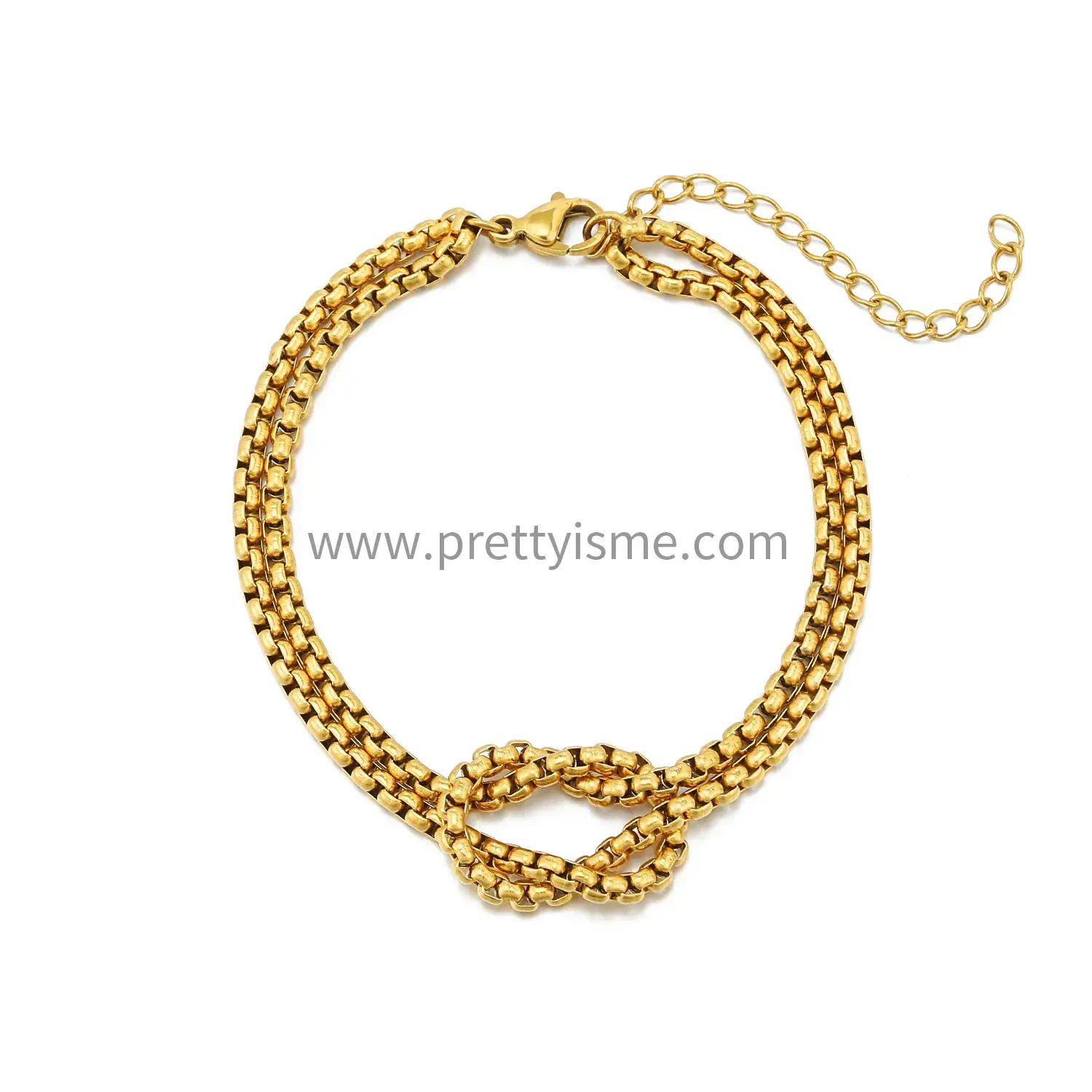 Stainless Steel Gold Plated Two Layer 18K Bracelet Snake Chain Simple Style Fine Beaded Bracelet (5).webp