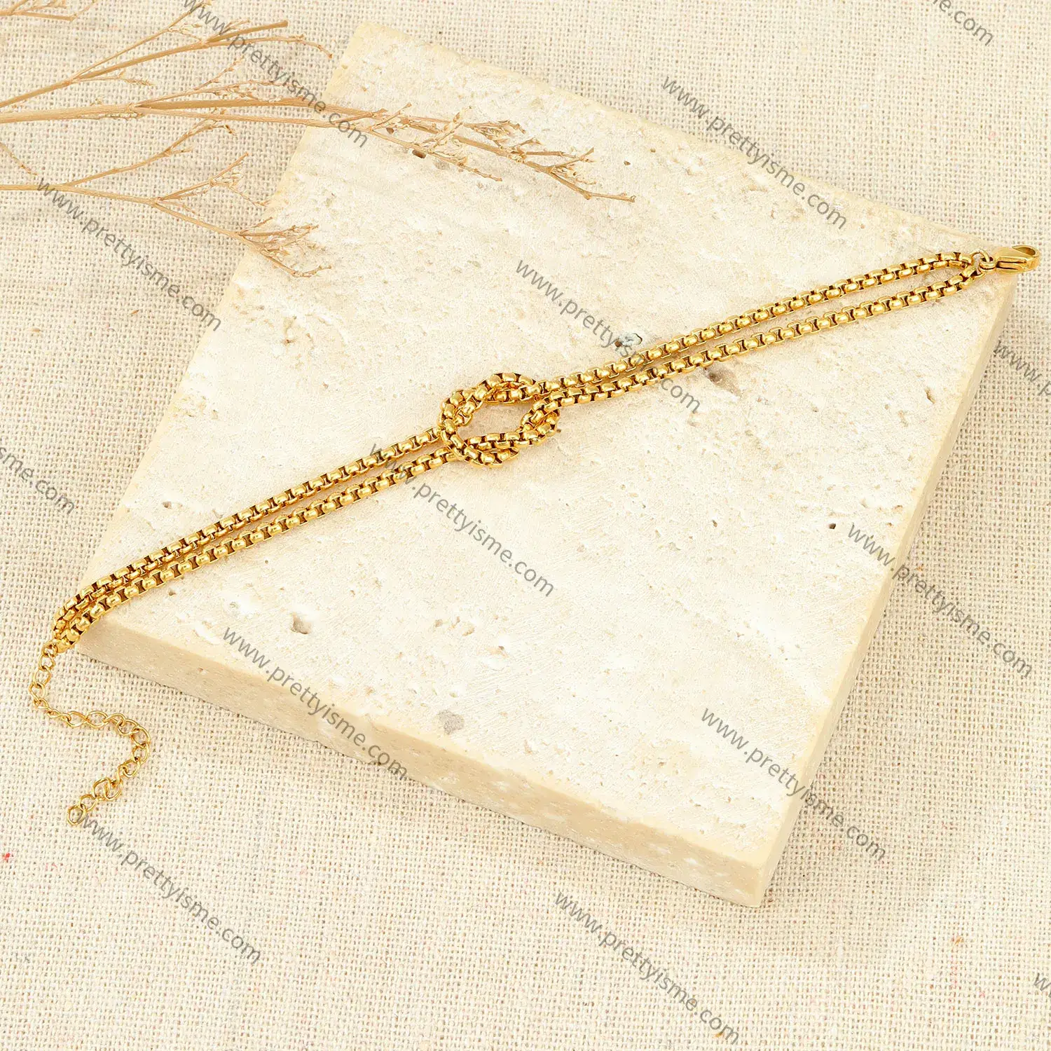 Stainless Steel Gold Plated Two Layer 18K Bracelet Snake Chain Simple Style Fine Beaded Bracelet (4).webp
