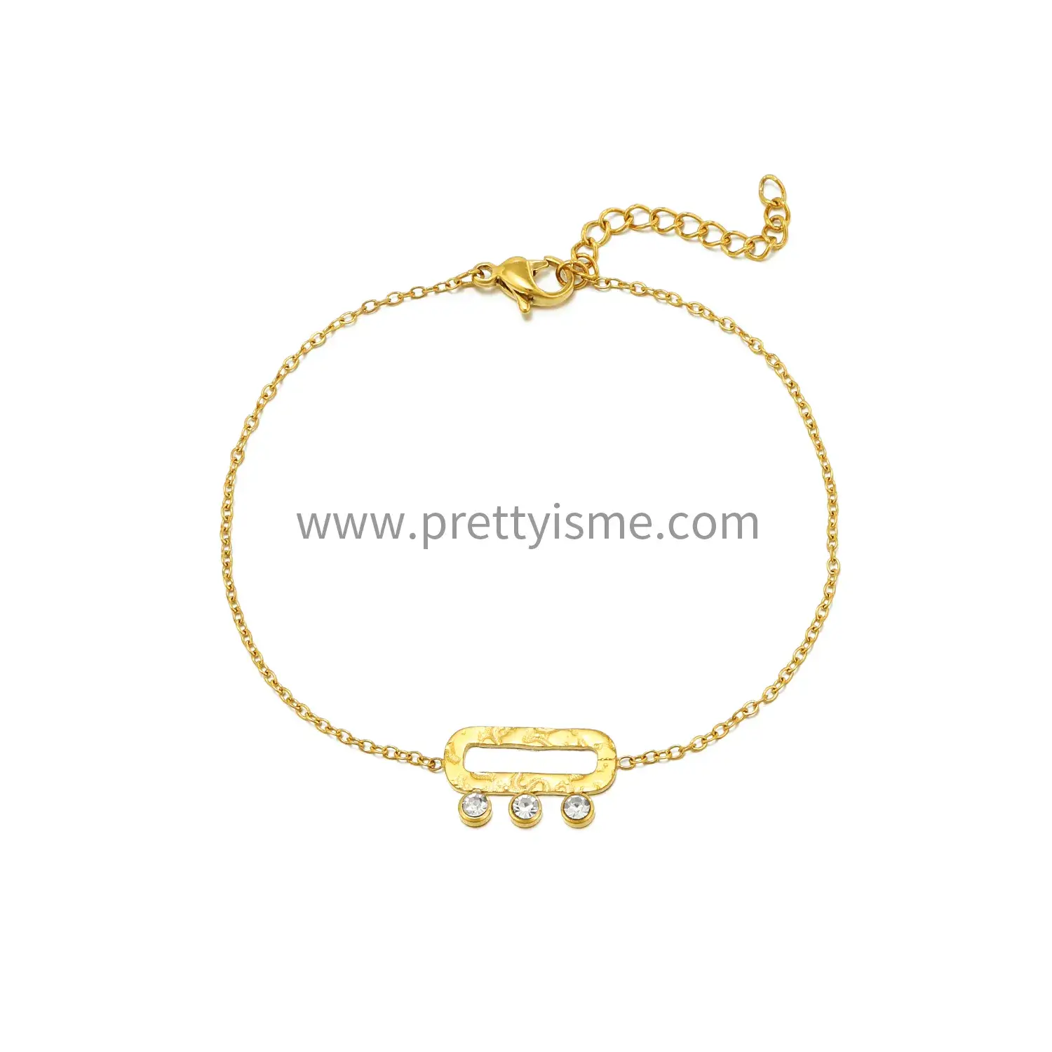 Stainless Steel Gold Plated 18K Bracelet Thin Bracelet Square Cutout Diamonds Simple Style Bracelet (5).webp