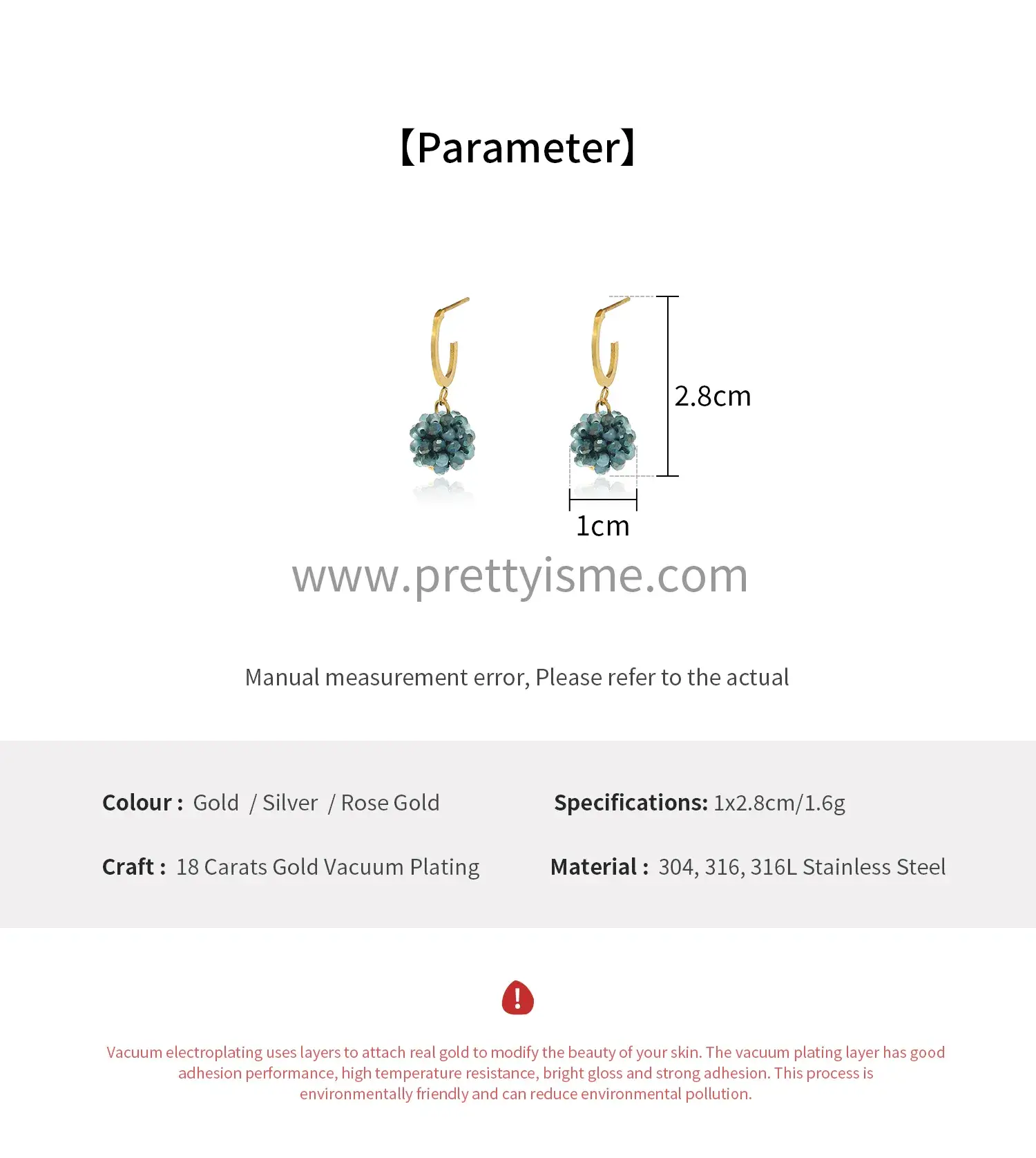 French Style Stainless Steel 18K Gold Plated Earrings Blue Stone Beaded Unique Earrings (6).webp
