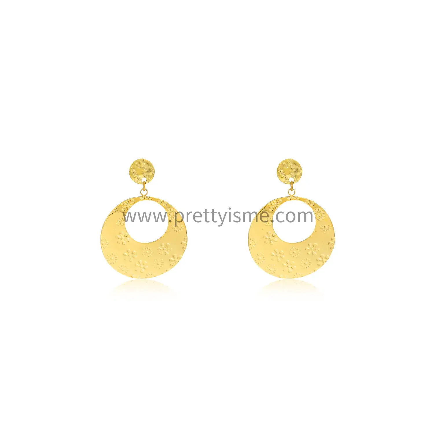 Round Stainless Steel 18K Gold Plated Earrings Cutout French Stud Earrings (5).webp