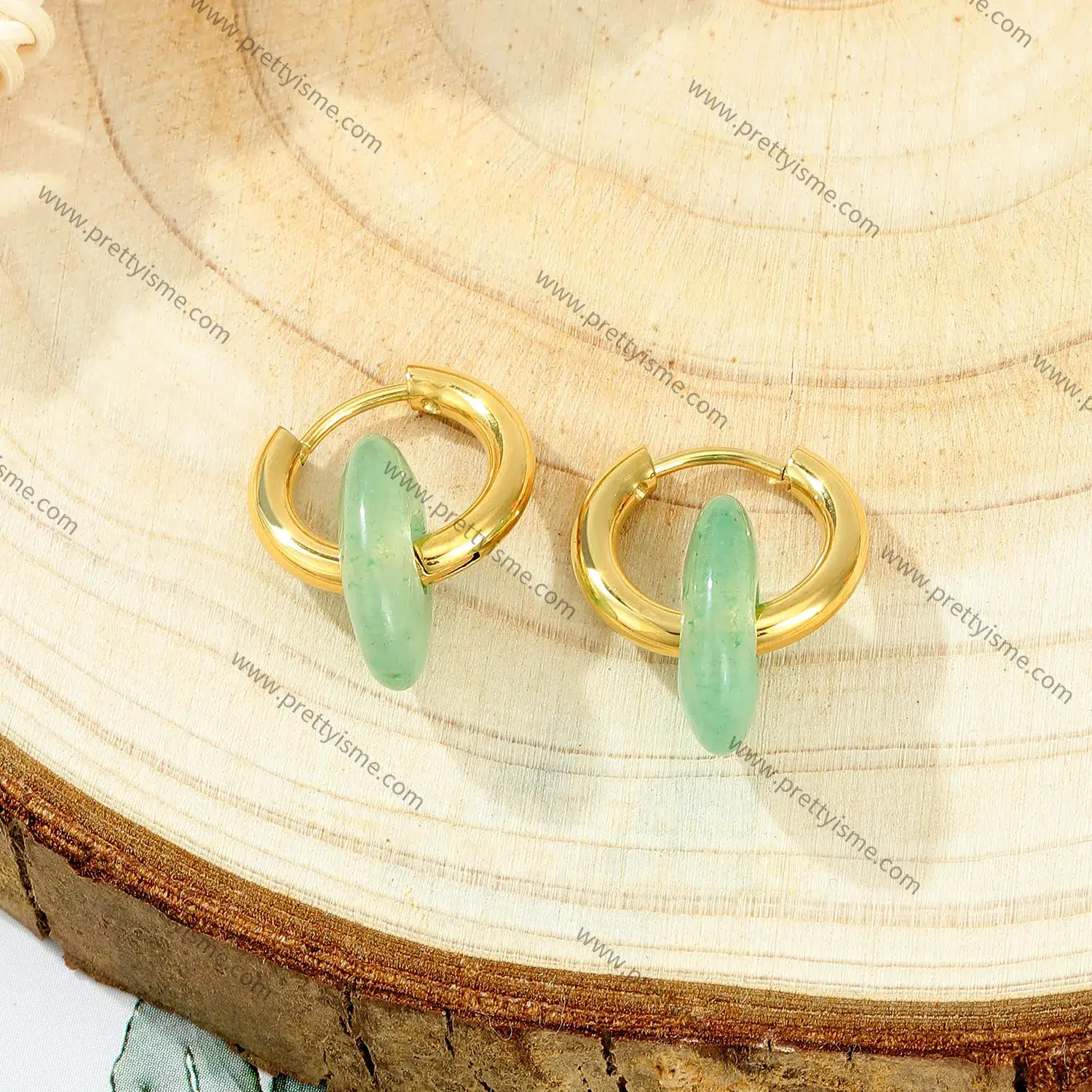 Delicate Green Stone Earrings Stainless Steel 18K Gold Plated Earrings French Style Earrings (4).webp