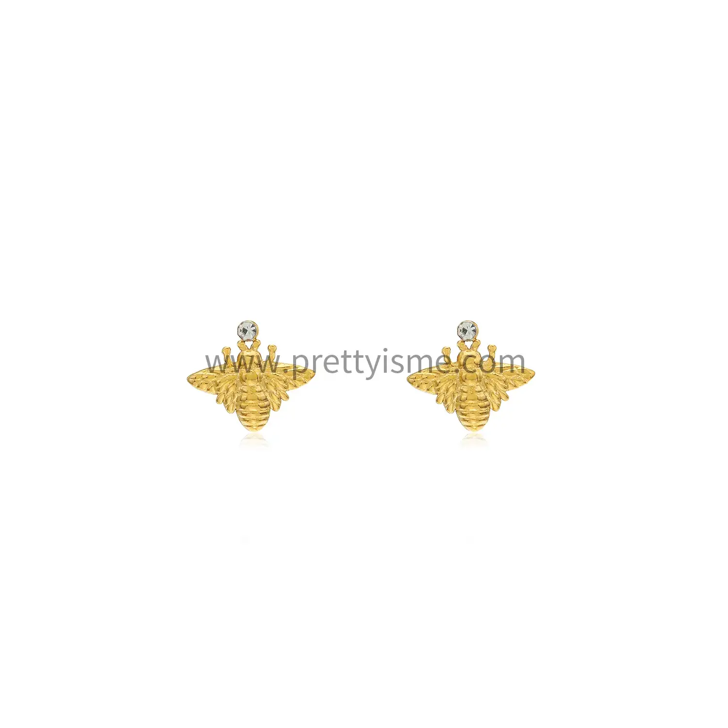 Cute Bee Earrings Stainless Steel 18K Gold Plated Earrings with Diamond Engraved Pattern (5).webp