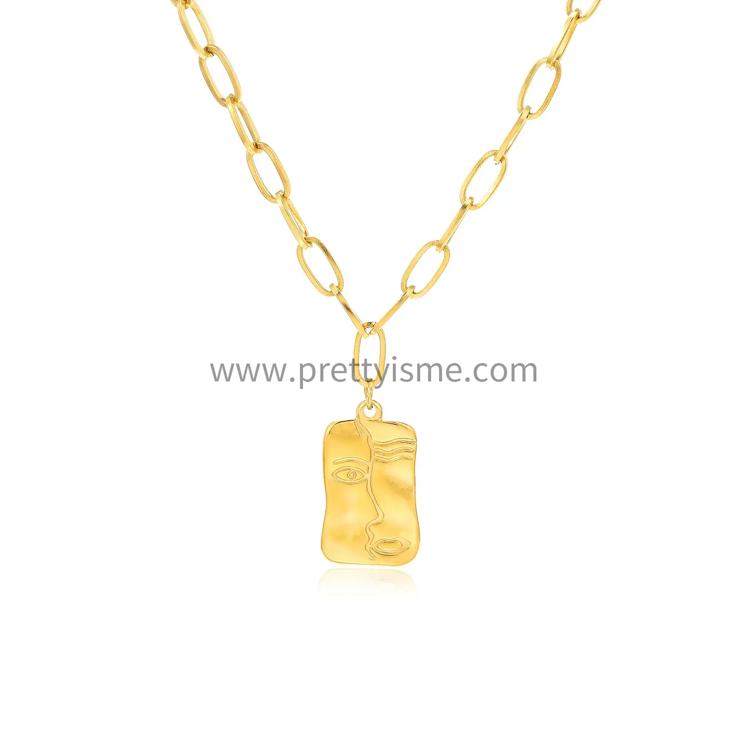 Versatile Stainless Steel Gold Plated 18K Eye Pendant Necklace Thin Chain Cute Necklace (5).webp