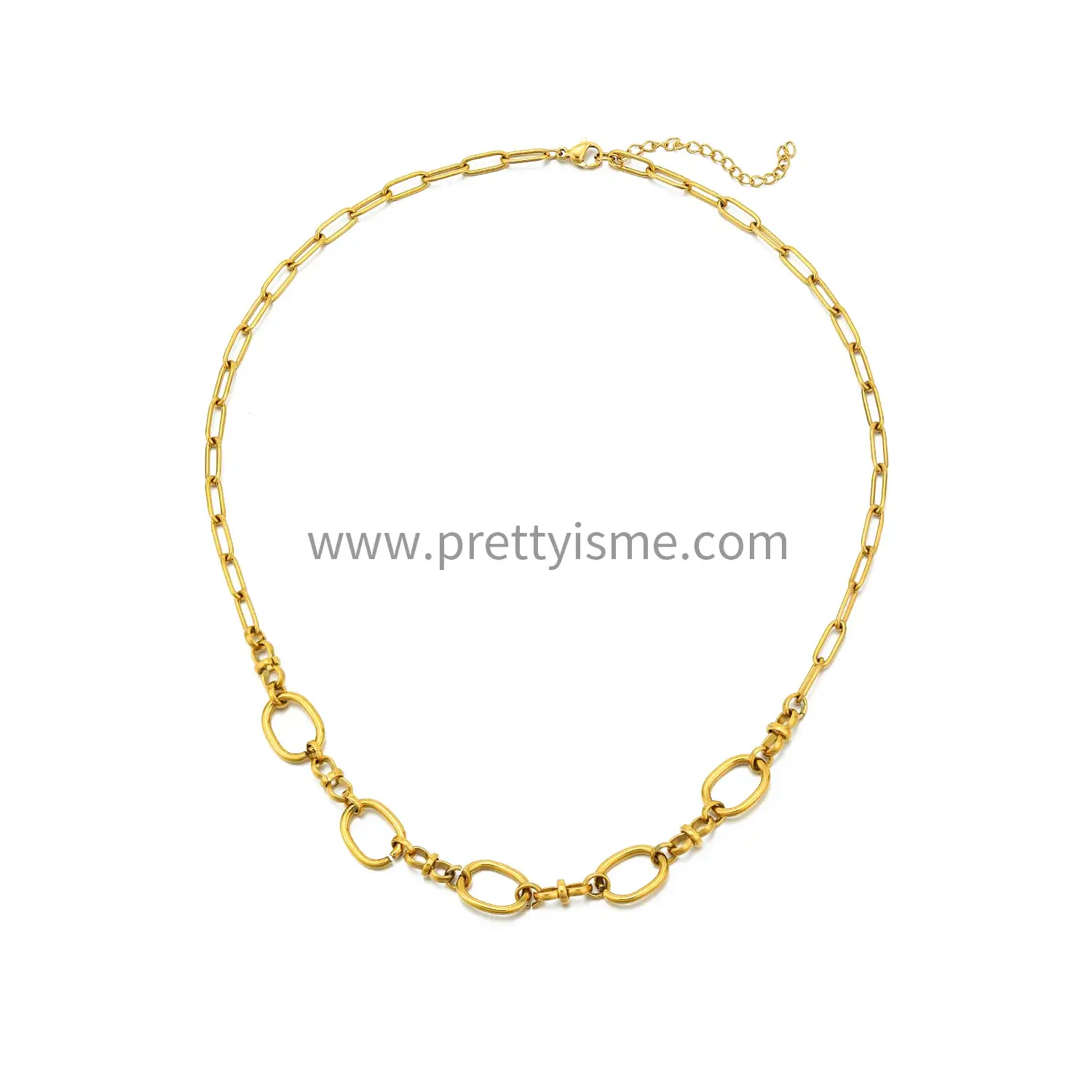 Stainless Steel Gold Plated 18K Size Ring Intersecting Long Thin Necklace Unisex Style Necklace (5).webp
